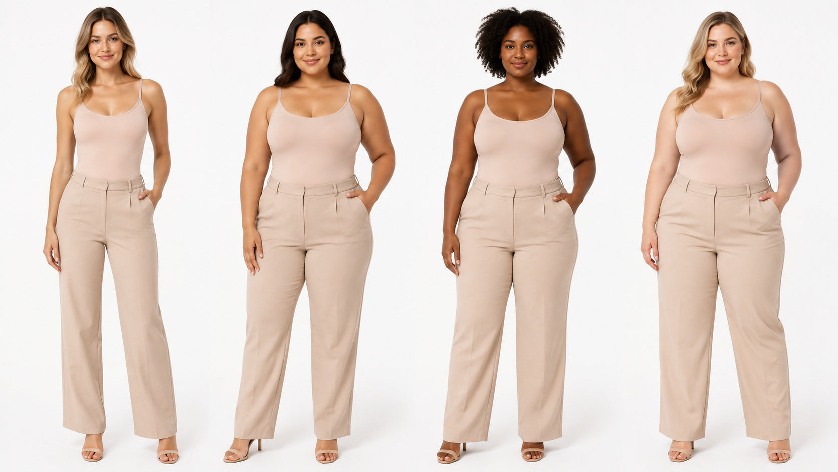 The same garment on four different bodies.