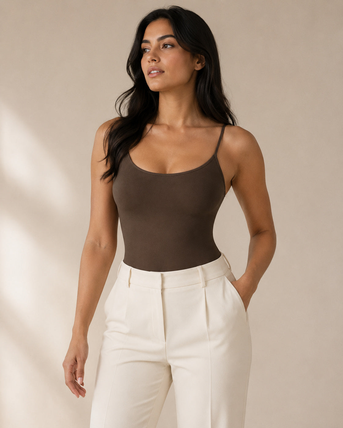 Espresso — styled with tailored trousers